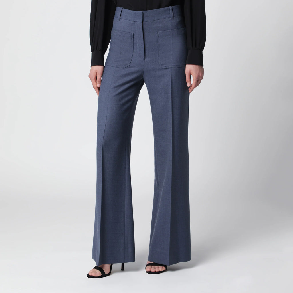 Victoria Beckham Alina trousers in blue mélange wool blend