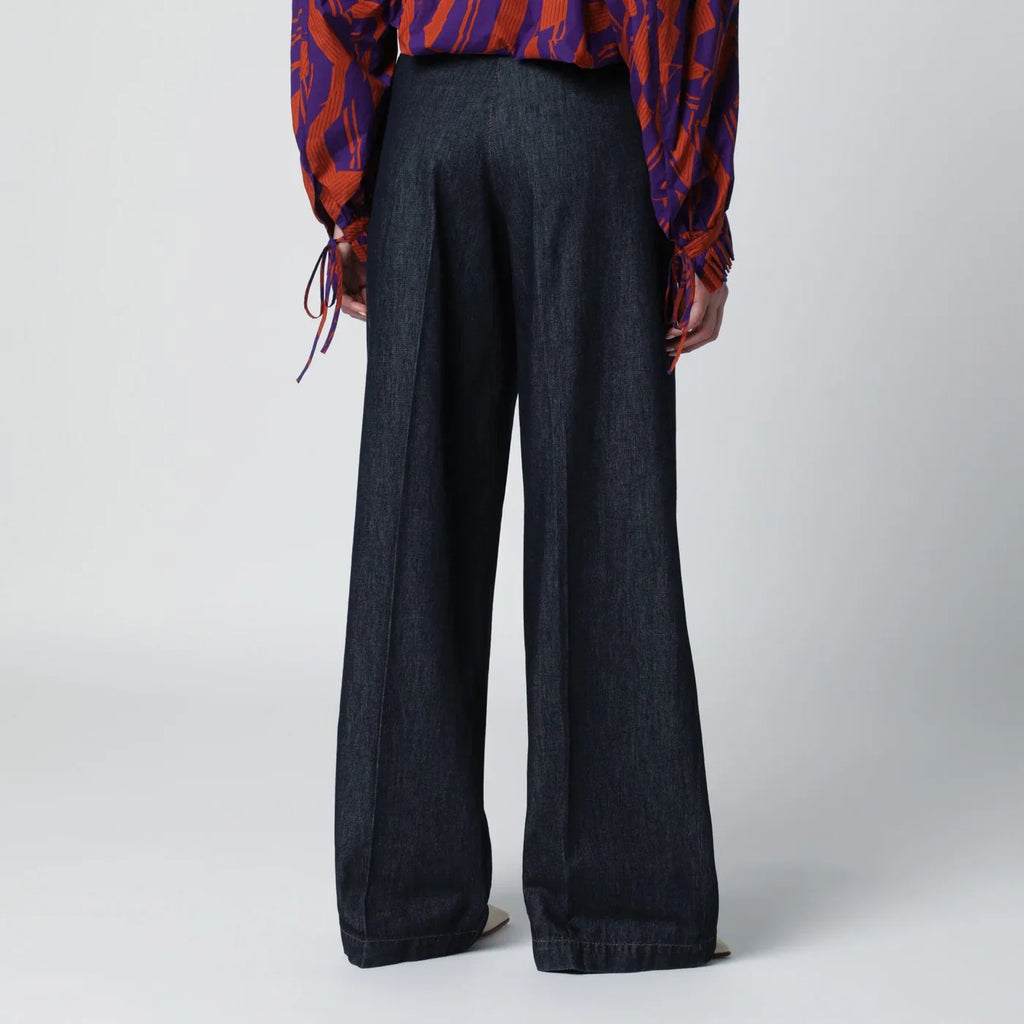 Dries Van Noten Indigo blue wide-leg denim trousers