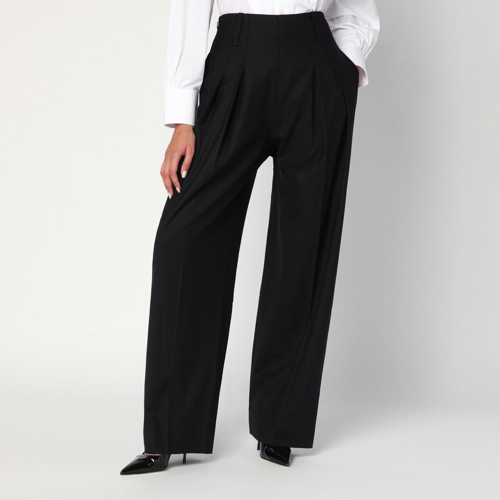 Victoria Beckham Wide black trousers in wool blend