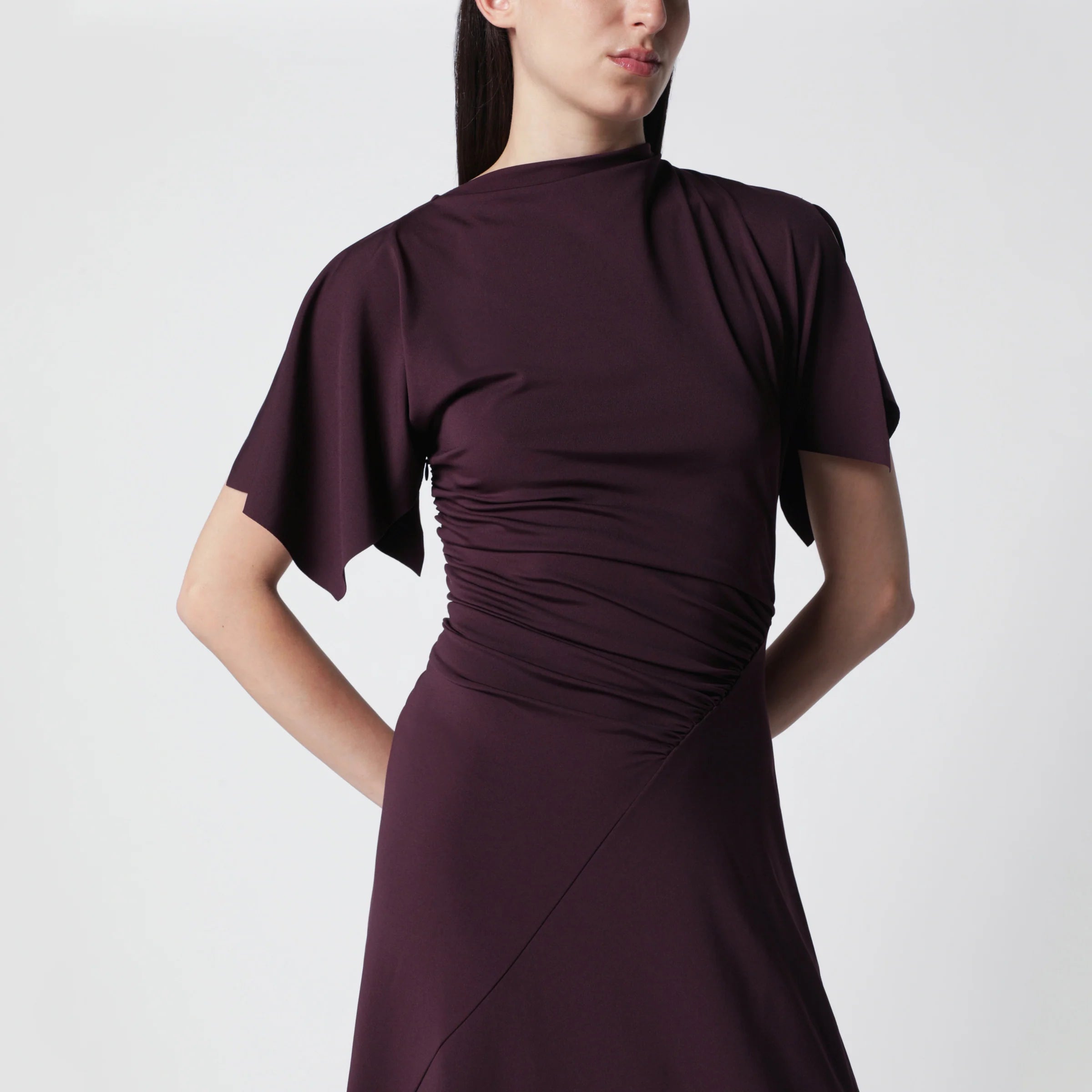 Victoria Beckham Blackcurrant black draped midi dress