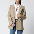 Victoria Beckham Beatrice Double-Breasted Jacket in Camel Wool
