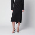 Victoria Beckham Pressed Midi Skirt in Dark Grey Wool and Mohair