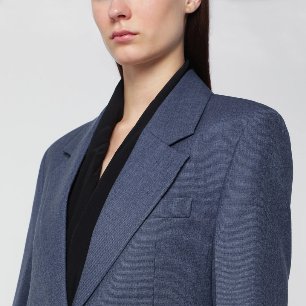 Victoria Beckham Katherine single-breasted jacket in blue mélange wool blend