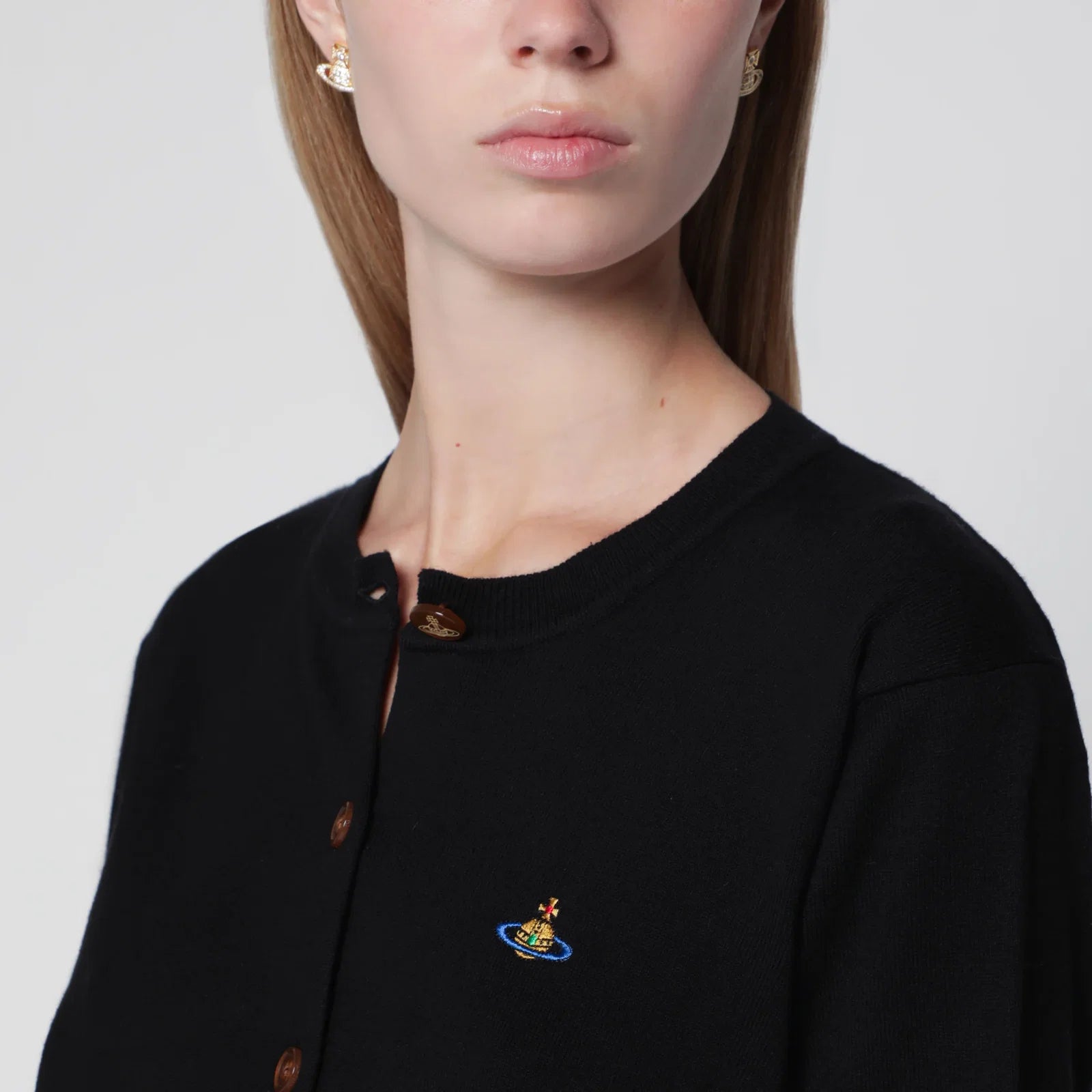 Vivienne Westwood Bea cotton-cashmere cardigan with Orb embroidery, black