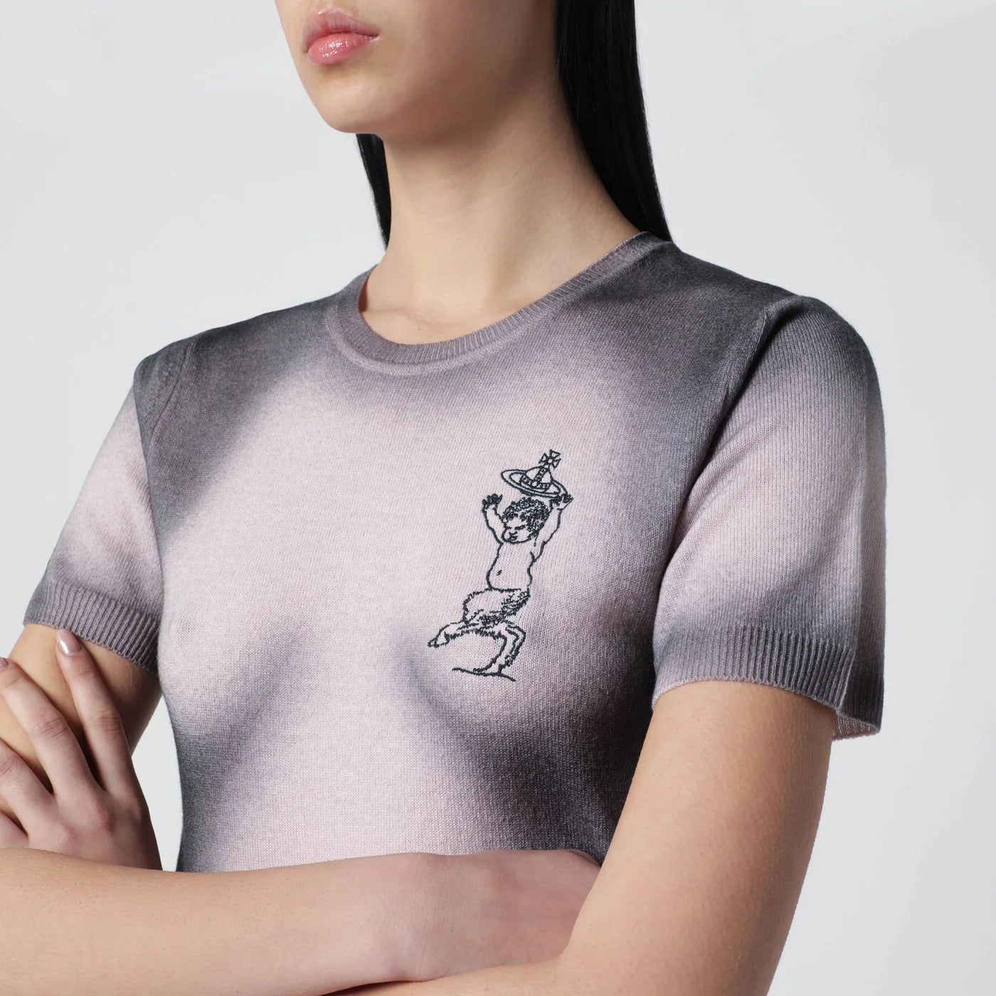 Vivienne Westwood Pink/black dégradé-effect knit top