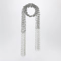 Dries Van Noten Silver beaded scarf with fringes