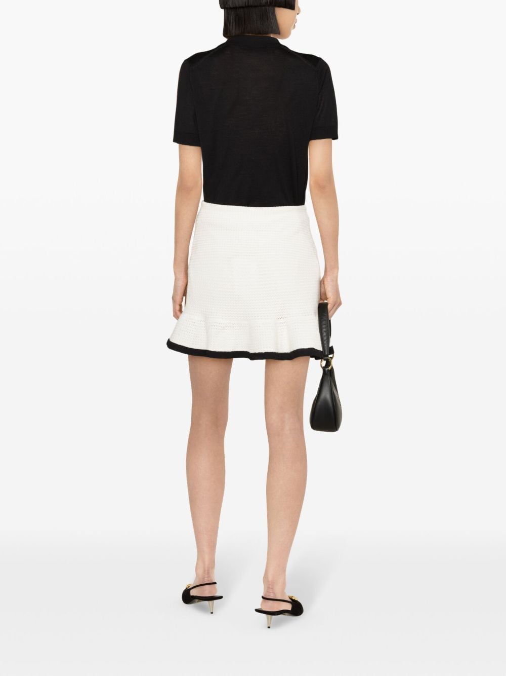 Self-Portrait Sequinned crochet miniskirt