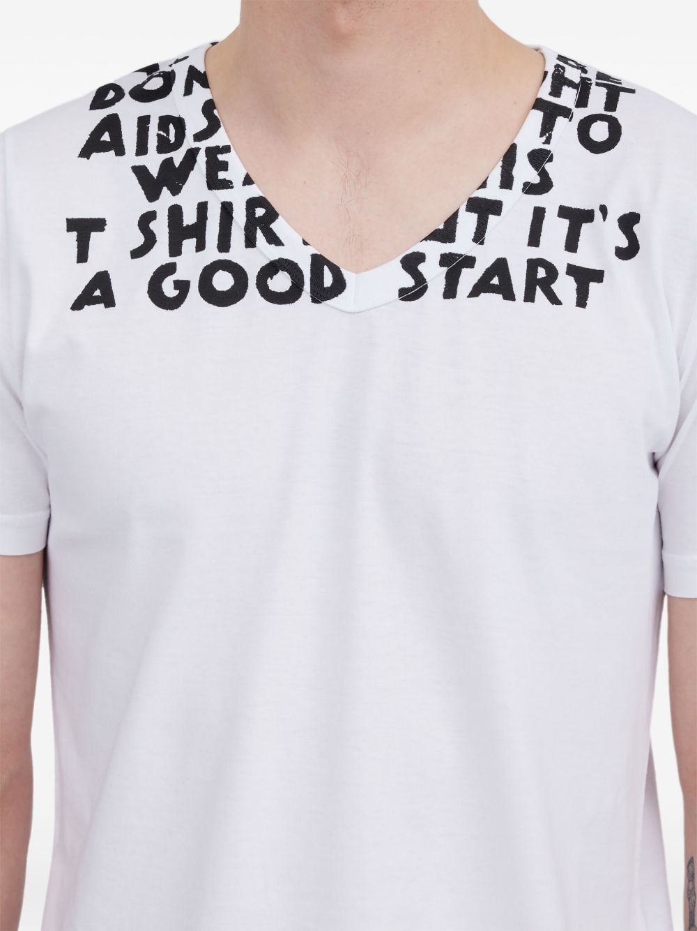 MM6 Maison Margiela V-neck short sleeves straight hem Printed cotton t-shirt