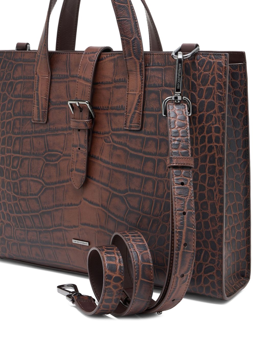 Emporio Armani Crocodile-print leather business bag