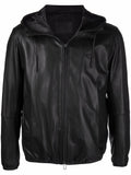 Emporio Armani Lambskin hooded jacket drawstring