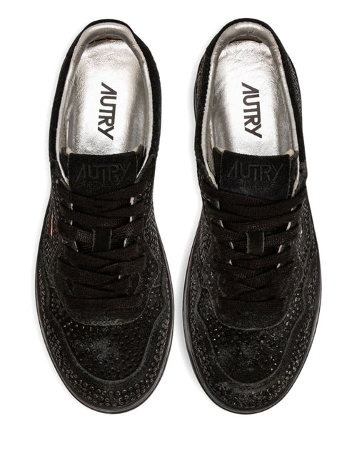 032C AUTRY MEDALIST LOW 'CRYSTAL' SNEAKERS IN BLACK MICRO STRASS