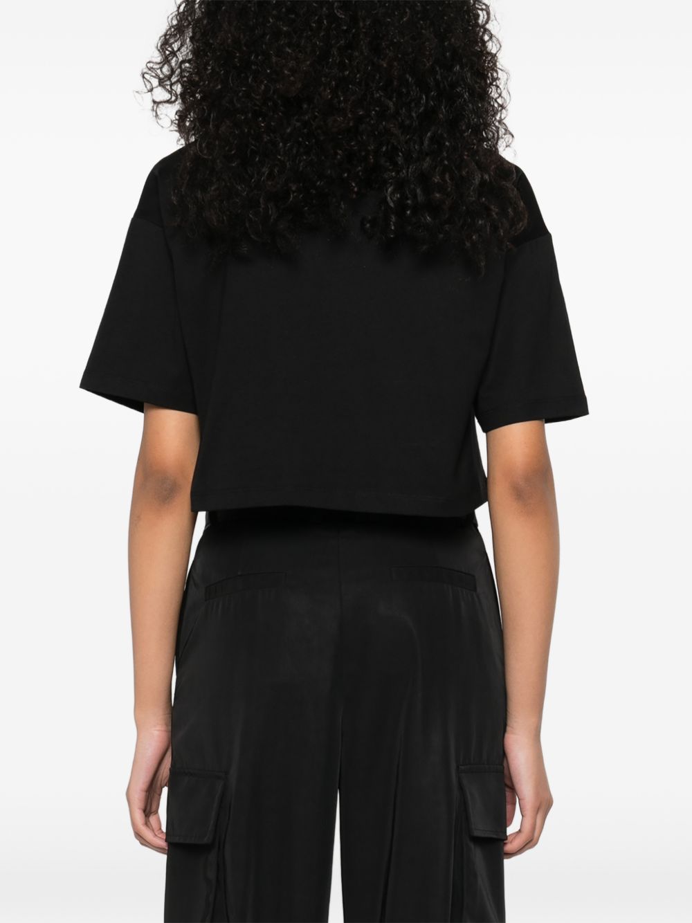 Balmain Cropped T-shirt with flocked Letter logo