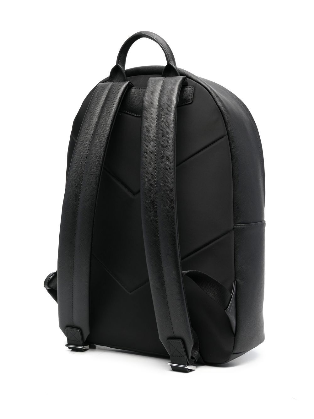 Emporio Armani Asv Regenerated Saffiano Leather Round Backpack With Eagle Plate