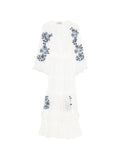 Ermanno Firenze V-neck tiered skirt short sleeves Embroidered maxi dress