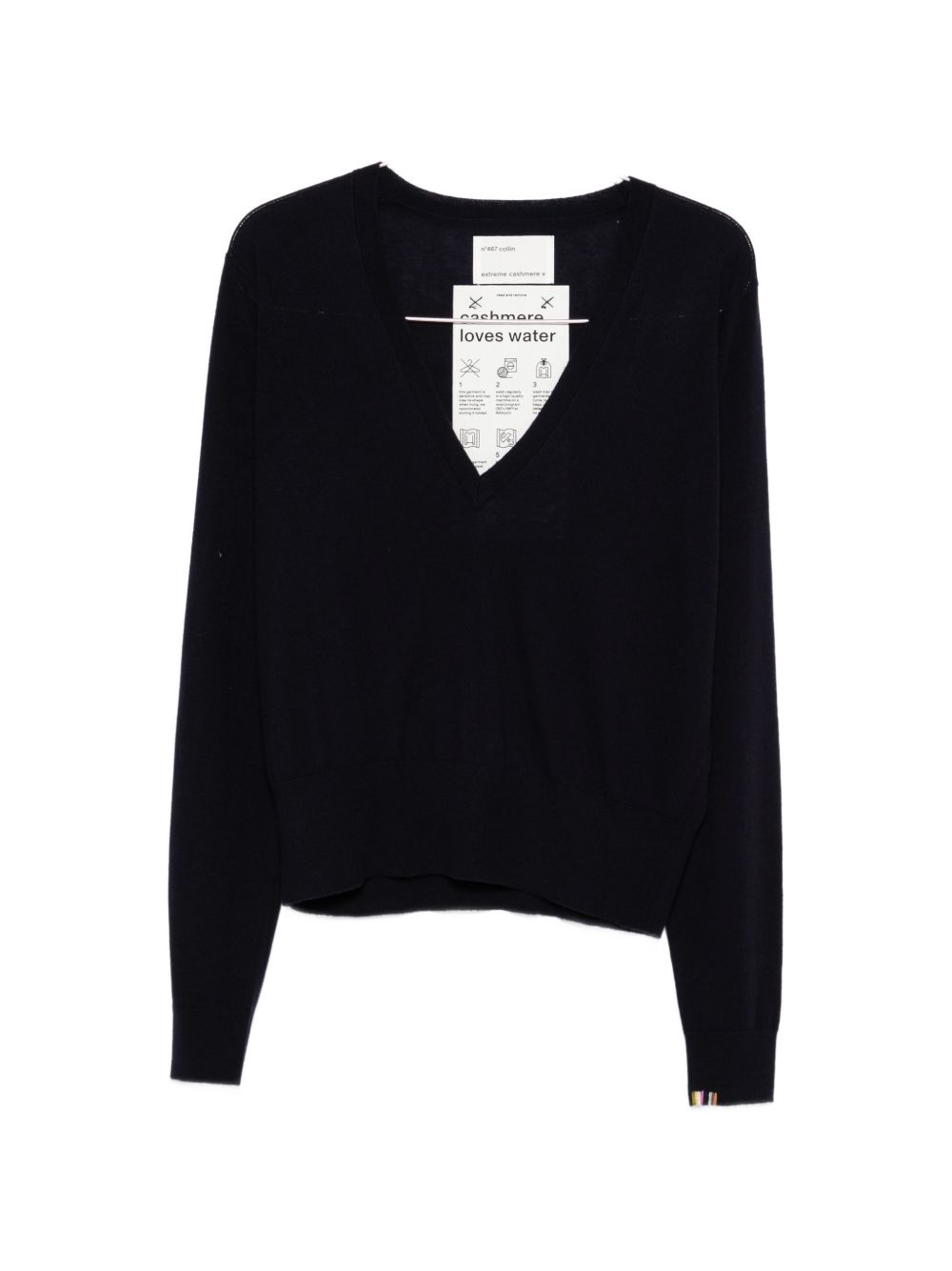 Extreme Cashmere V-neck striped cuffs Wool and cashmere v-necked sweater