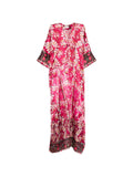 Pierre Louis Mascia V-neck, short sleeves, border print Pritned silk dress