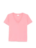 Closed V-neck short sleeves tonal stitching Organic cotton t-shirt