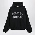 Fear of God Essentials Black cotton fleece hoodie with logo embroidery