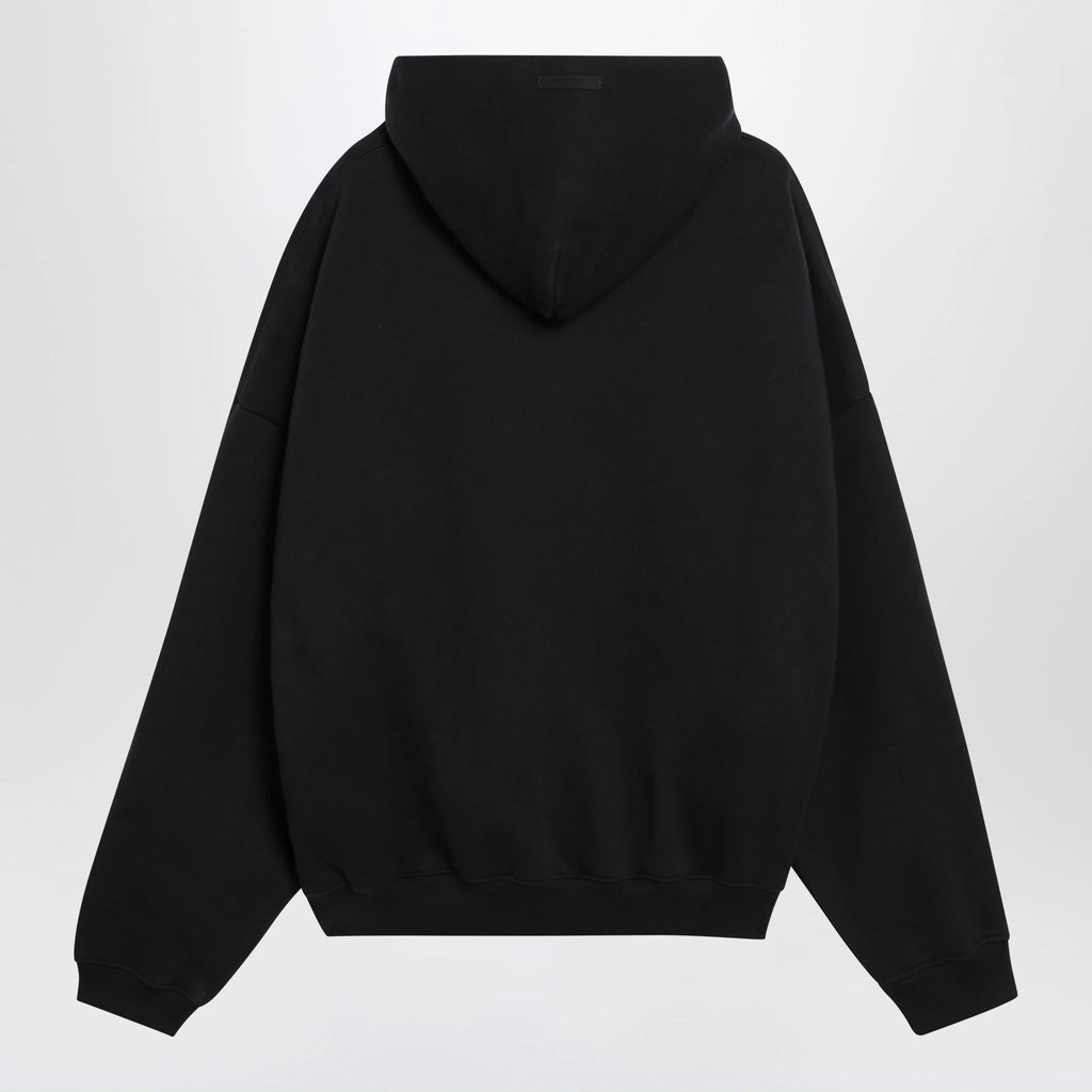 Fear of God Essentials Black cotton fleece hoodie with logo embroidery