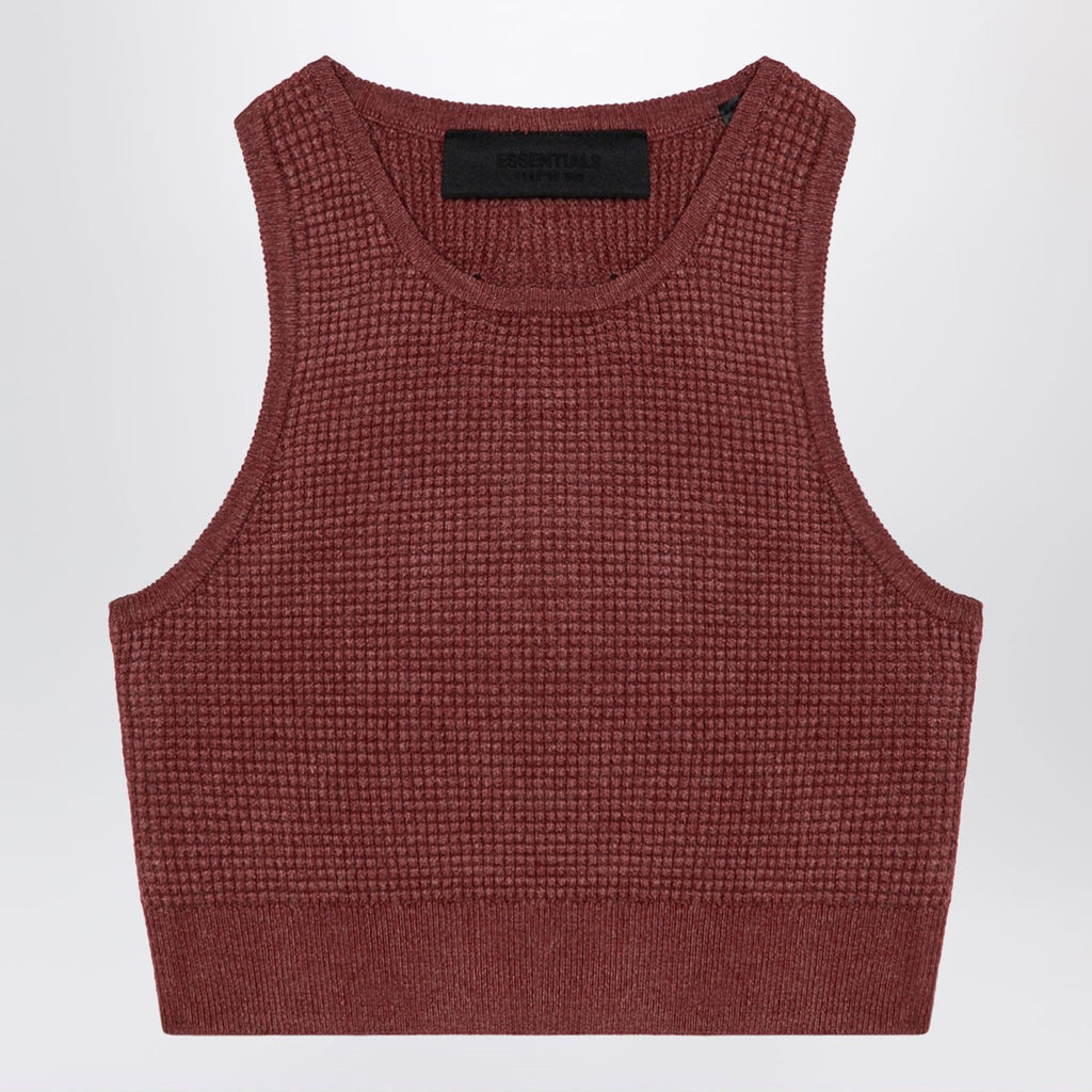 Fear of God Essentials Sporty burgundy honeycomb tank top