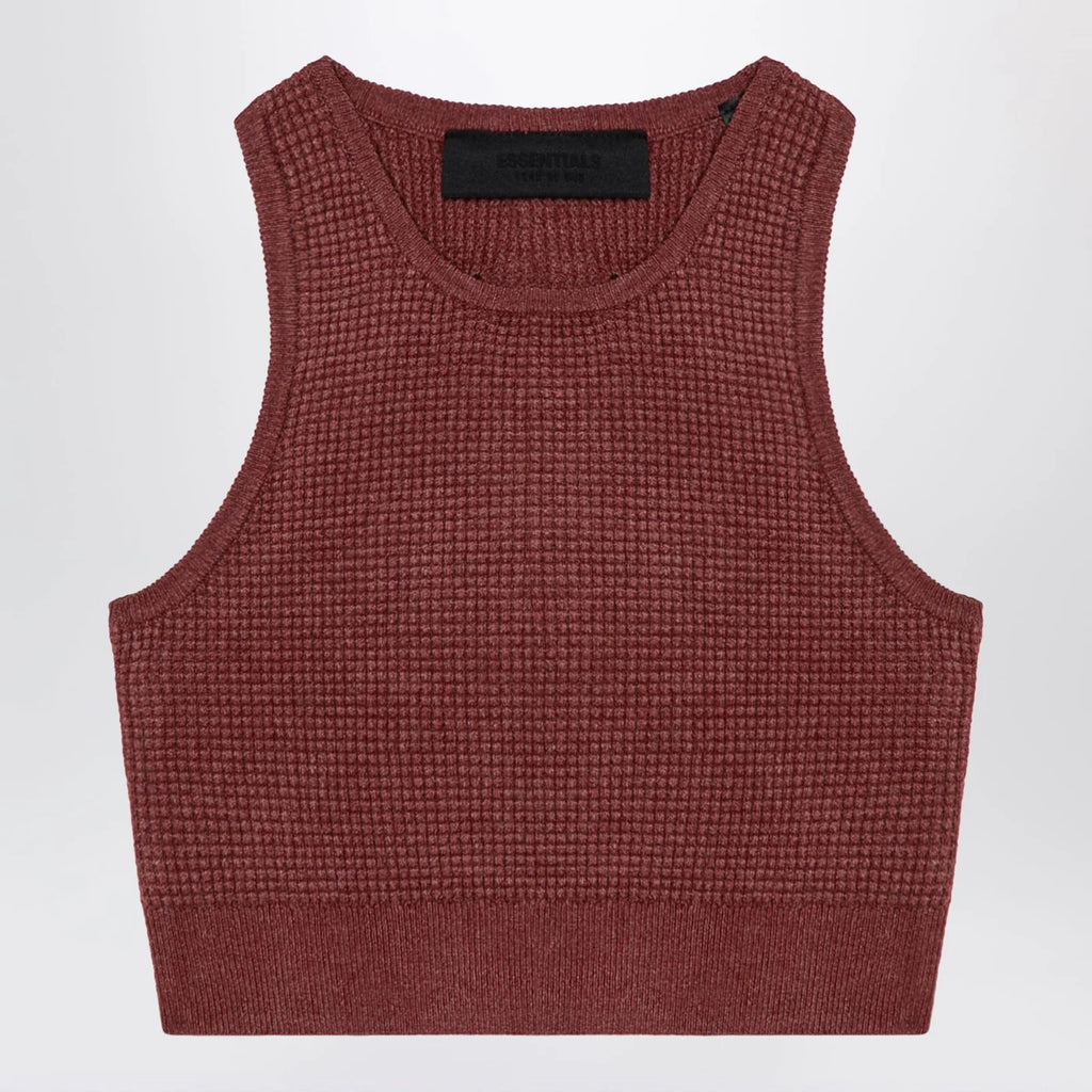 Fear of God Essentials Sporty burgundy honeycomb tank top