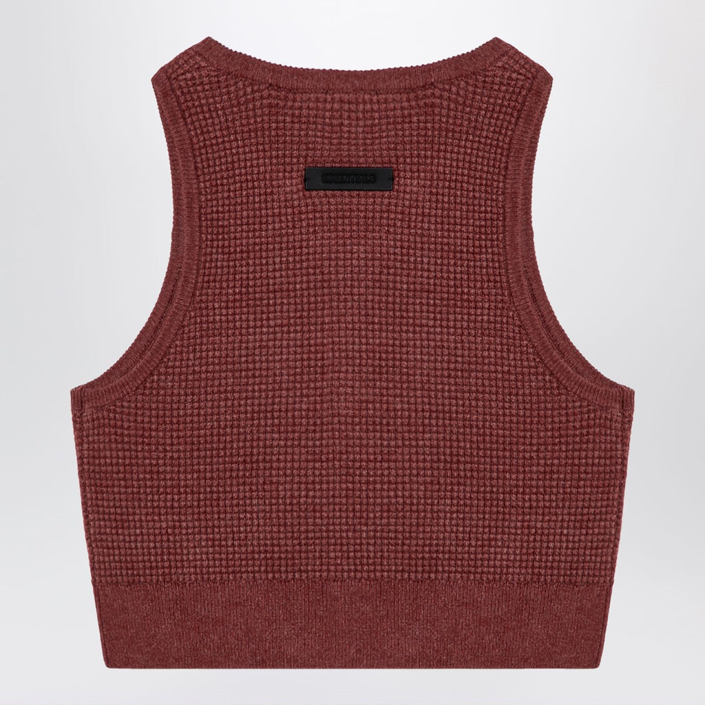 Fear of God Essentials Sporty burgundy honeycomb tank top
