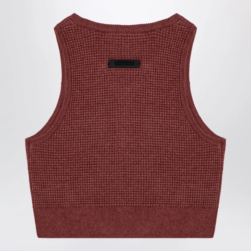 Fear of God Essentials Sporty burgundy honeycomb tank top