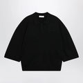 Fear of God Essentials Signature 90s-style knit 3/4-sleeve polo in black