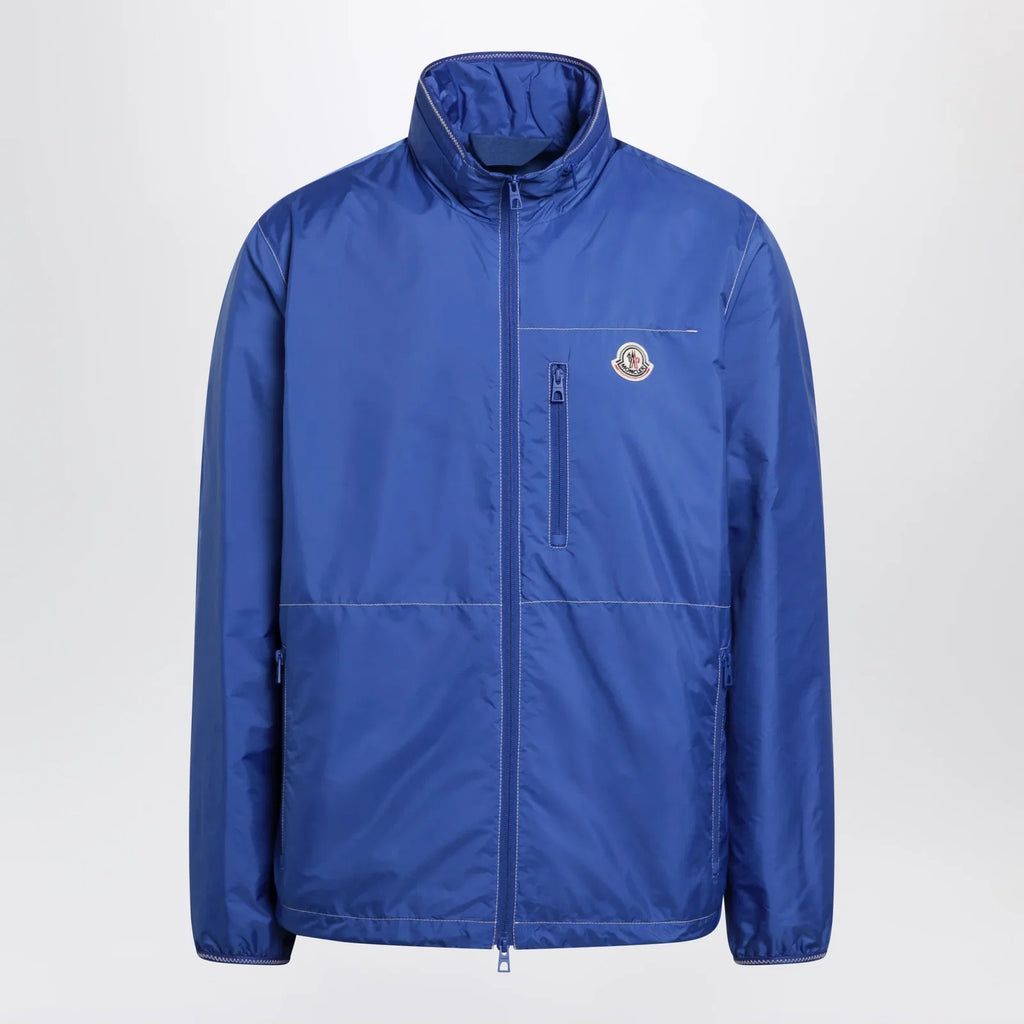 Moncler Arrakis rainwear jacket in bright blue with removable hood