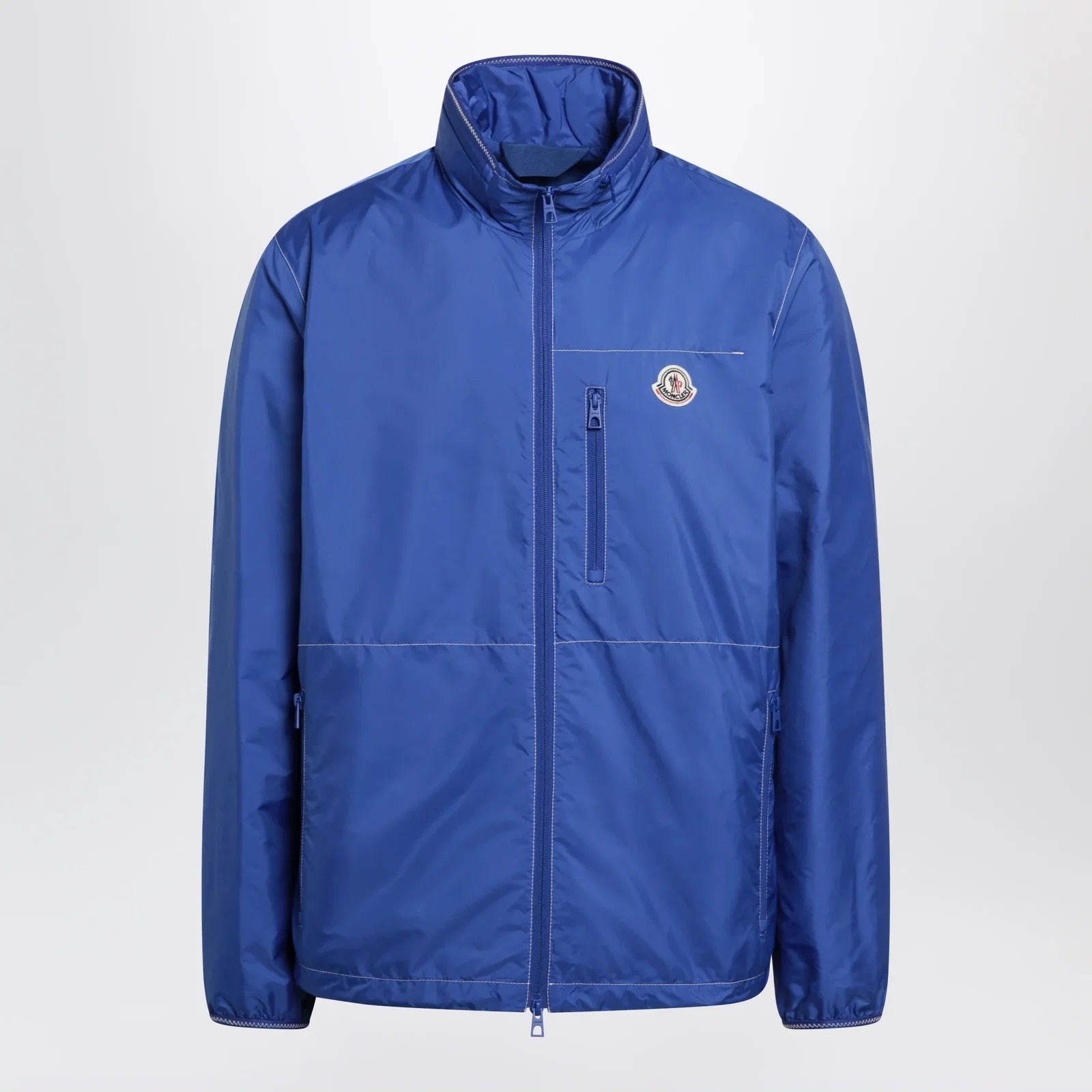 Moncler Arrakis rainwear jacket in bright blue with removable hood