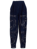 Alberta Ferretti Embroidered Cotton Pants