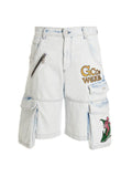 Gcds Bleached Embroidered Ultracargo Bermuda Shorts