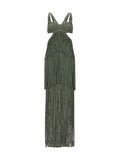 Herve Leger Strappy Tiered Fringe Dress