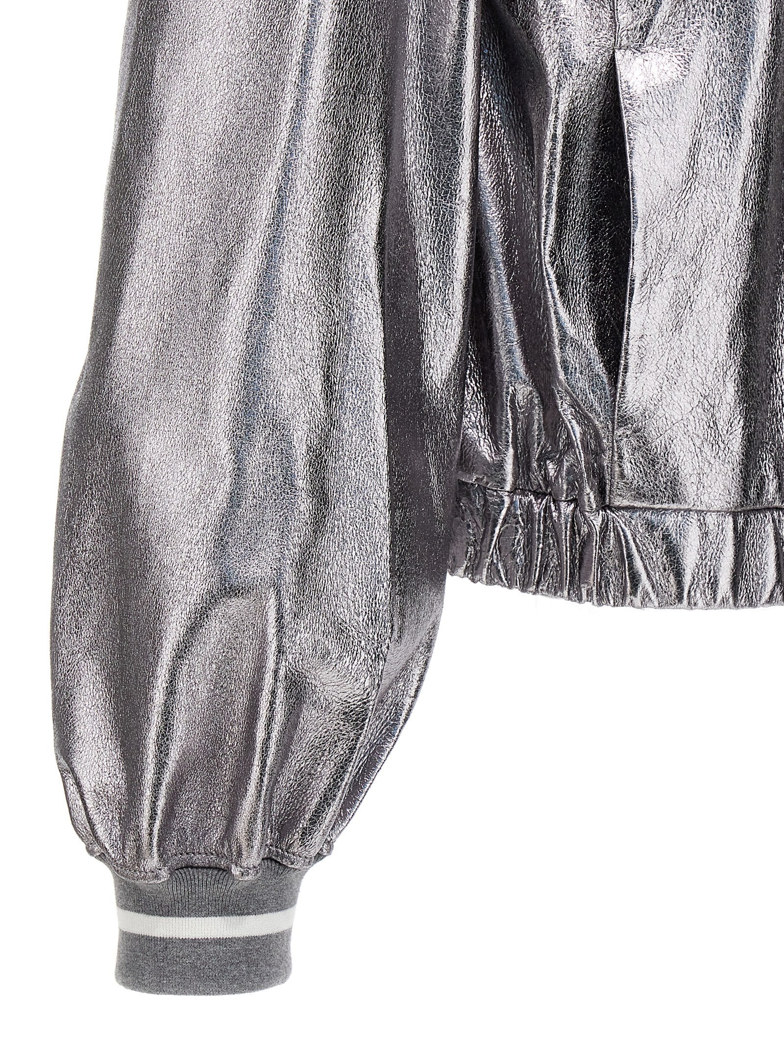 Brunello Cucinelli Laminated Leather Bomber Jacket