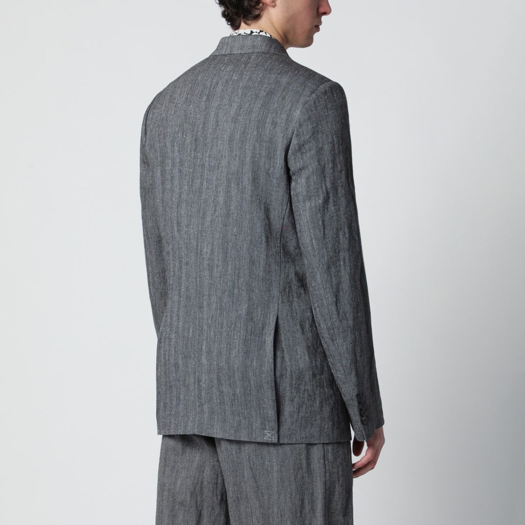 Dries Van Noten Black herringbone double-breasted jacket