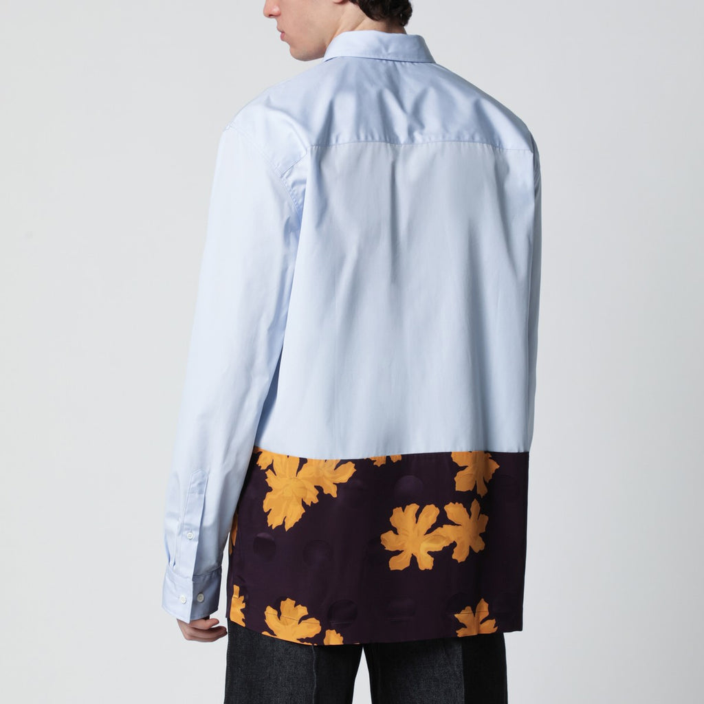 Dries Van Noten Light blue shirt with floral insert