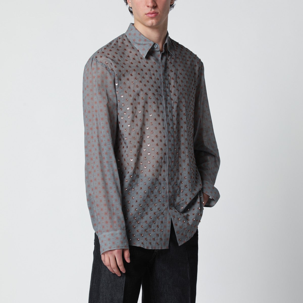 Dries Van Noten Grey shirt with sequins