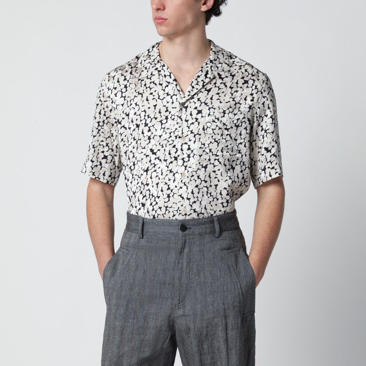 Dries Van Noten Viscose shirt with black/ecru pattern