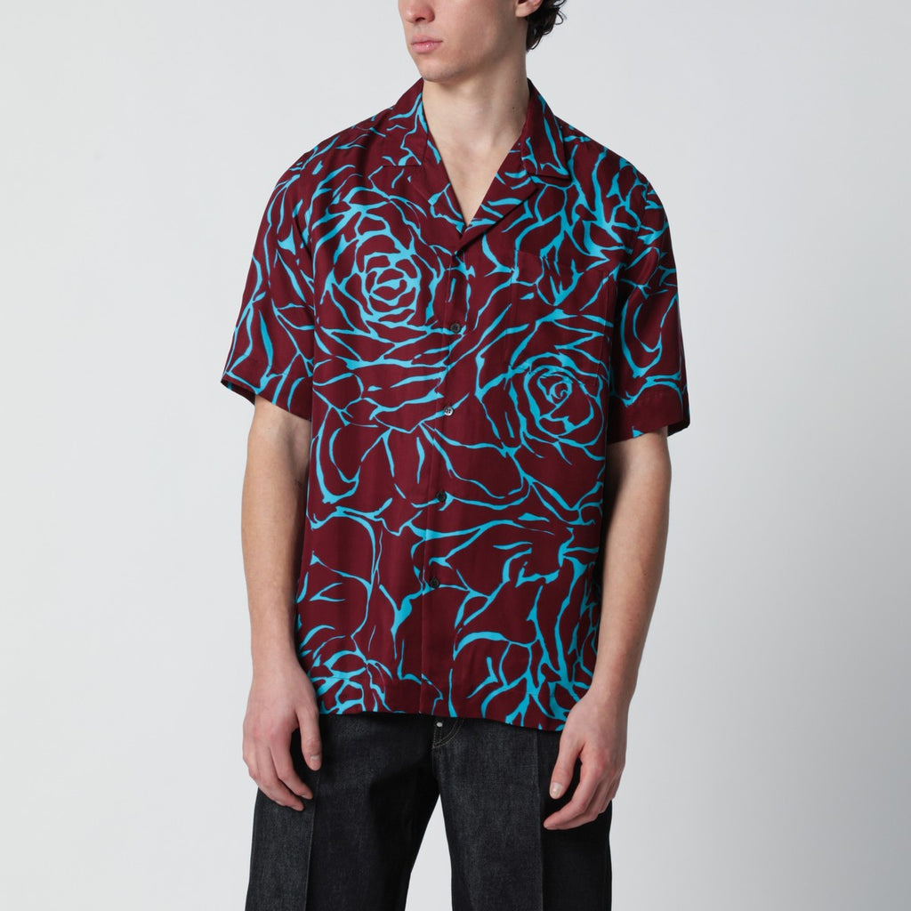 Dries Van Noten Burgundy shirt with Archive Rose print