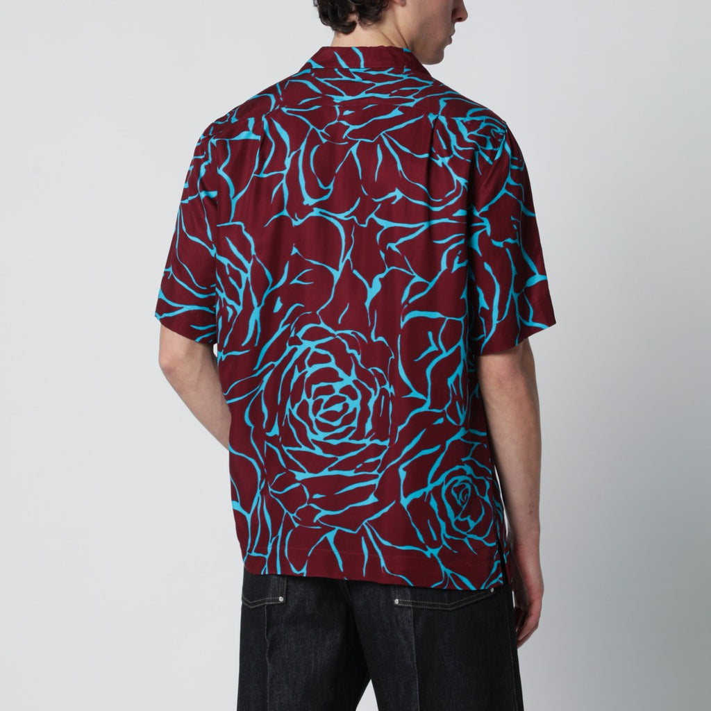 Dries Van Noten Burgundy shirt with Archive Rose print