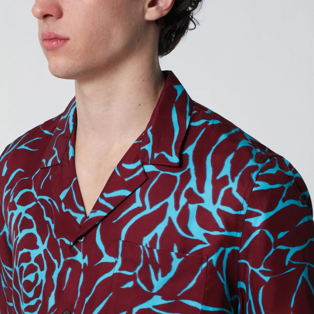 Dries Van Noten Burgundy shirt with Archive Rose print