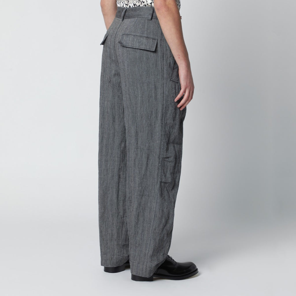 Dries Van Noten Black herringbone trousers