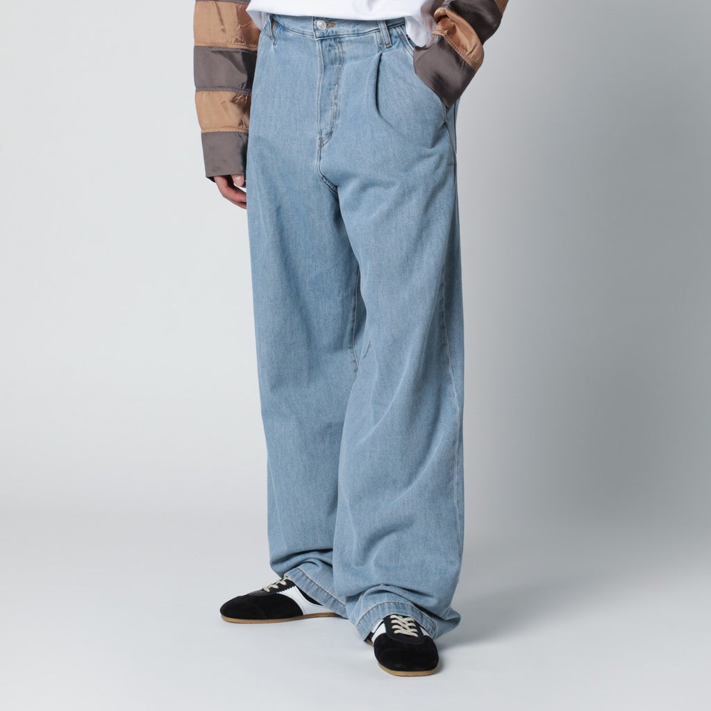 Dries Van Noten Light blue wide-leg jeans with pleats