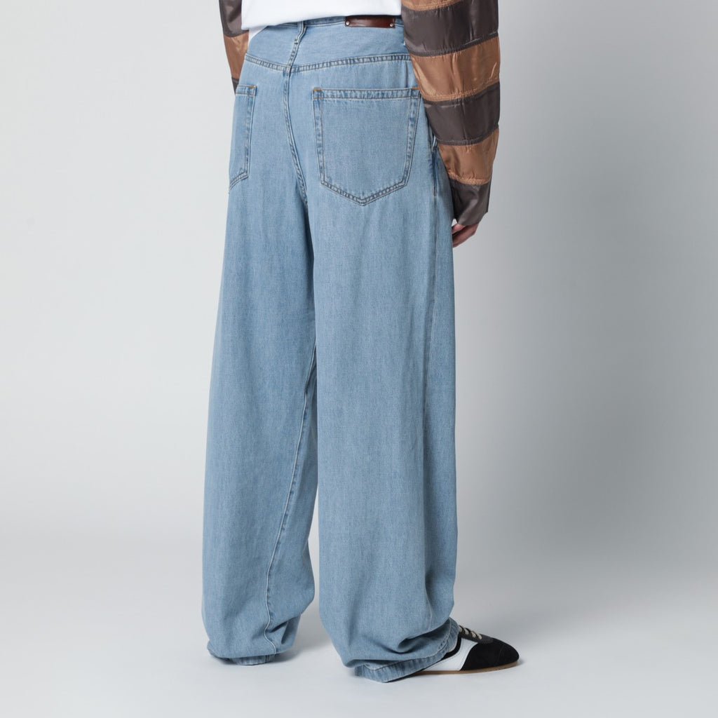 Dries Van Noten Light blue wide-leg jeans with pleats