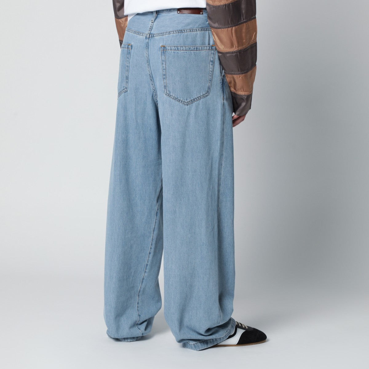 Dries Van Noten Light blue wide-leg jeans with pleats
