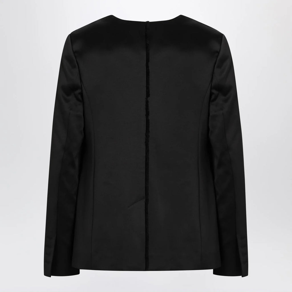 the garment Black single breasted cotton blend jacket