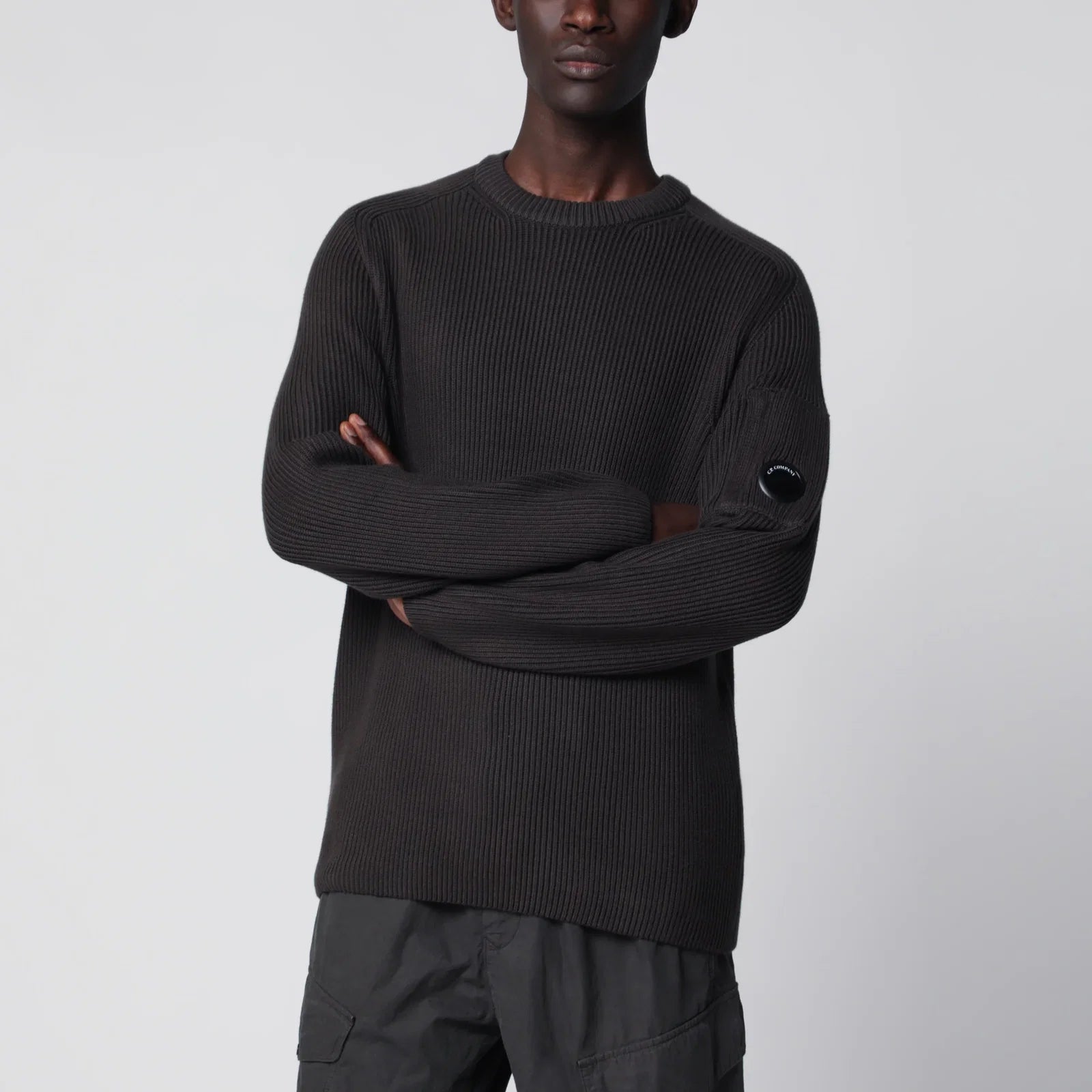 C.P. Company Dark grey cotton-blend ribbed sweater