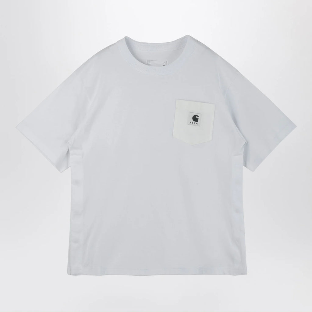 Sacai x Carhartt WIP White cotton T-shirt with logo patch