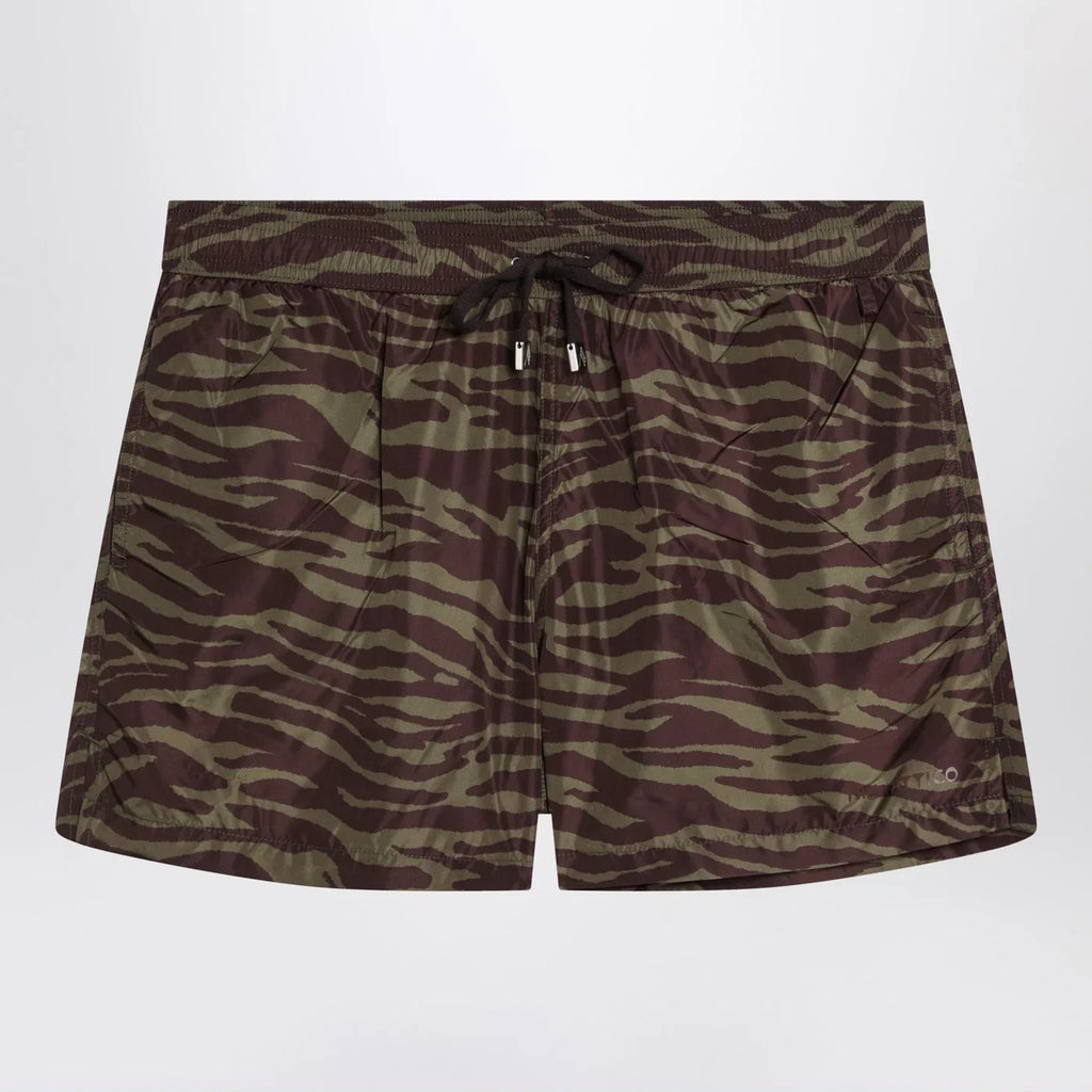 The Attico Zebra Shorts in khaki/brown nylon