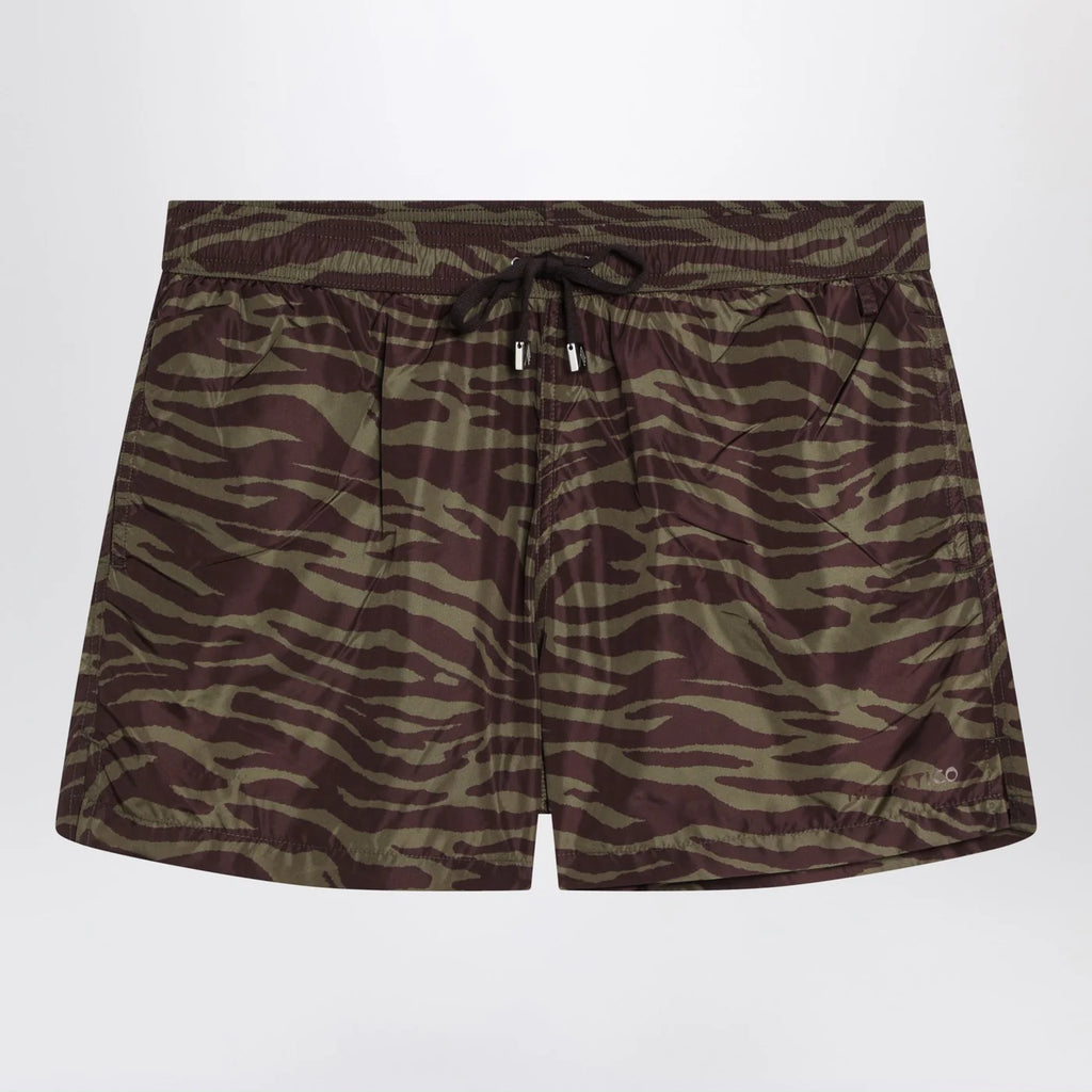The Attico Zebra Shorts in khaki/brown nylon